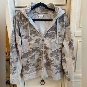 Athleta Gray and Cream Camouflage Hoodie